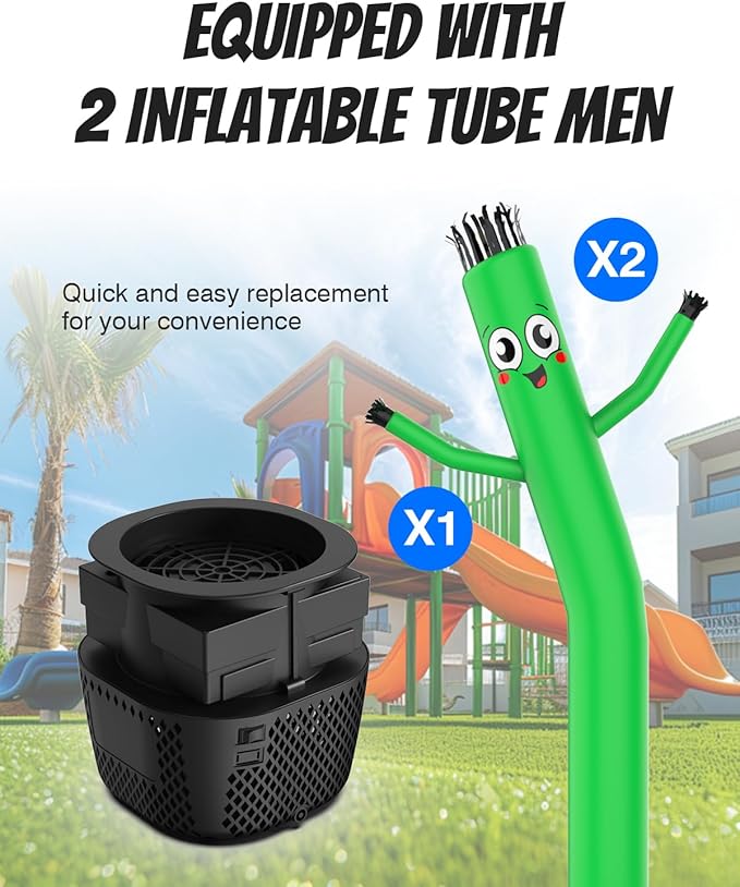Inflatable Tube Man with Blower: 6 FT Tall Dancing Inflatable Tube Guy for Outdoor Decoration with Mini Blower Fan, for Mall Opening, Business Advertising, and Events (Green)