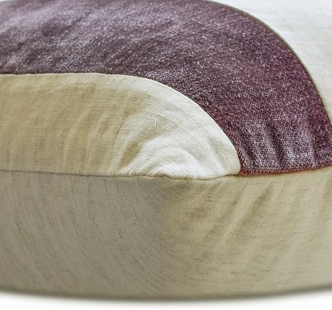 The HomeCentric Cushion Cover for Couch, Berry Pack of 2, 16"x16" (40x40 cm) Throw Pillows, Velvet Patchwork Throw Pillows for Couch, Striped Modern Style Easter - Velvet Band Berry