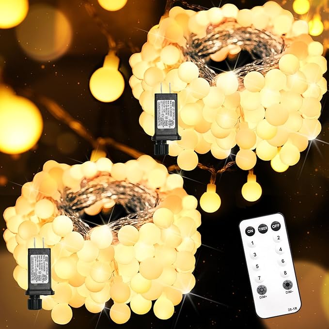 suddus Globe String Lights, 132ft 400 LED, Warm White | LED Fairy Lights, Remote Control, Connectable, Indoor Use, For Classroom Bedroom Party