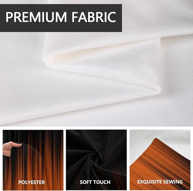 AAtter Orange and Black Kitchen Curtains, Ombre 27.5" W x 45" L, 2 Panels | Terracotta Modern Rod Pocket Drapes, Dark Abstract Striped Style, Trendy Anime Design, Small Short Bathroom Window Tiers