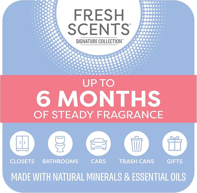 Fresh Scents Scented Sachets | White Cotton | Home Fragrance | Long Lasting (Up to 6 Months) | Air Freshener for Closets, Drawers, & Cars | 6 Pack