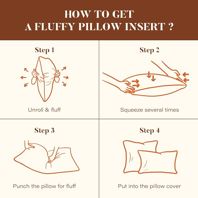 DOWNSTORIA 20x20 Feather Down Pillow Inserts Set of 2, Decorative Pillows with 100% Coton Cover, Throw Pillow for Bed, Couch and Sofa.