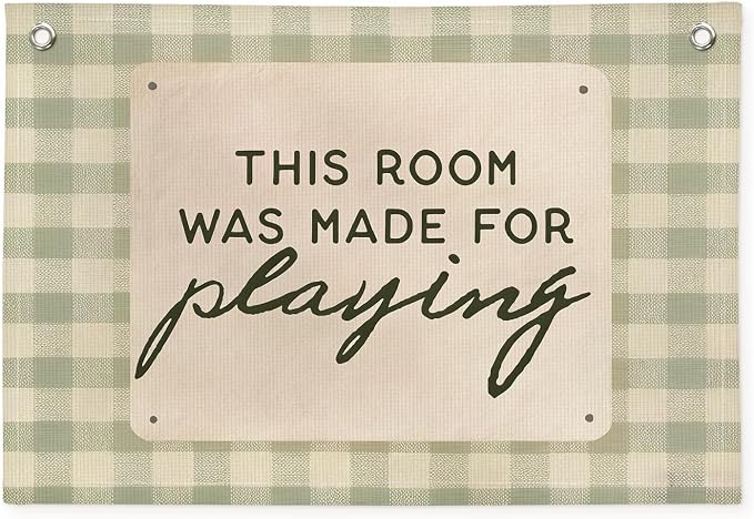 Playroom Wall Decor, This Room Was Made For Playing Playroom Banner, Banner Flag Wall Hanging Decor for Toddler Boy Room Nursery 20x30 Inch - Sage Green