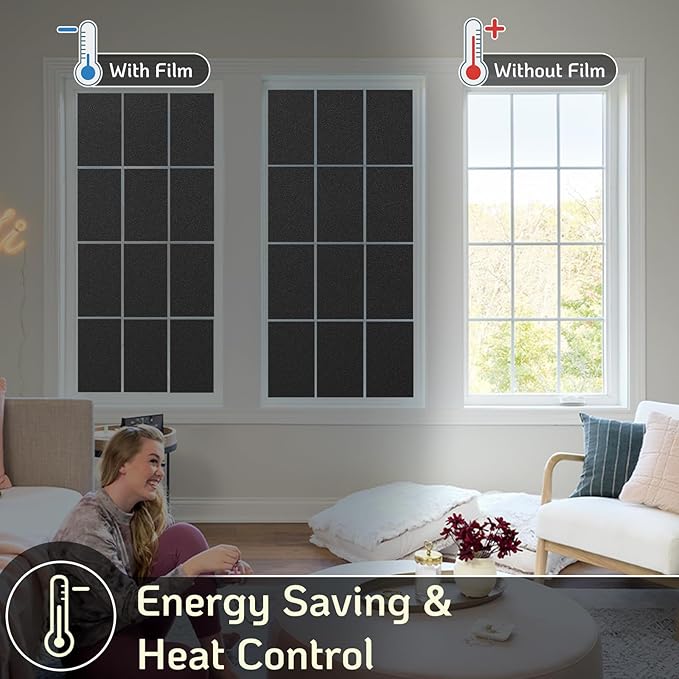 LUTE Blackout Window Film, Sun Light Blocking Frosted Privacy Cling for Glass, Darkening Window Tint for Day Sleep Black Out Shades, UV Blocking Static Cling Blackout Cover， 23.6" x 157.4"