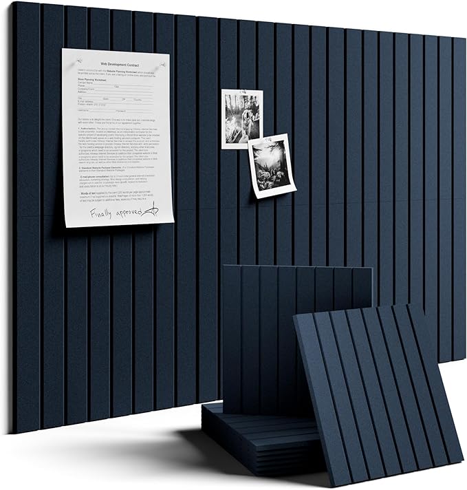 Fluxynara Large Felt Bulletin Board 36"x24" Cork Board Alternative - 6 Pack with 32 Safe Removable Adhesive Tabs, Cork Boards for Walls Pin Board for Home Office Classroom Felt Board-Carbon Blue