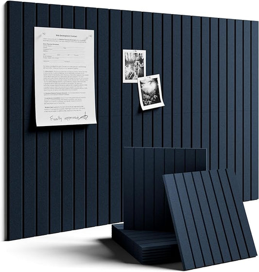 Fluxynara Large Felt Bulletin Board 36"x24" Cork Board Alternative - 6 Pack with 32 Safe Removable Adhesive Tabs, Cork Boards for Walls Pin Board for Home Office Classroom Felt Board-Carbon Blue