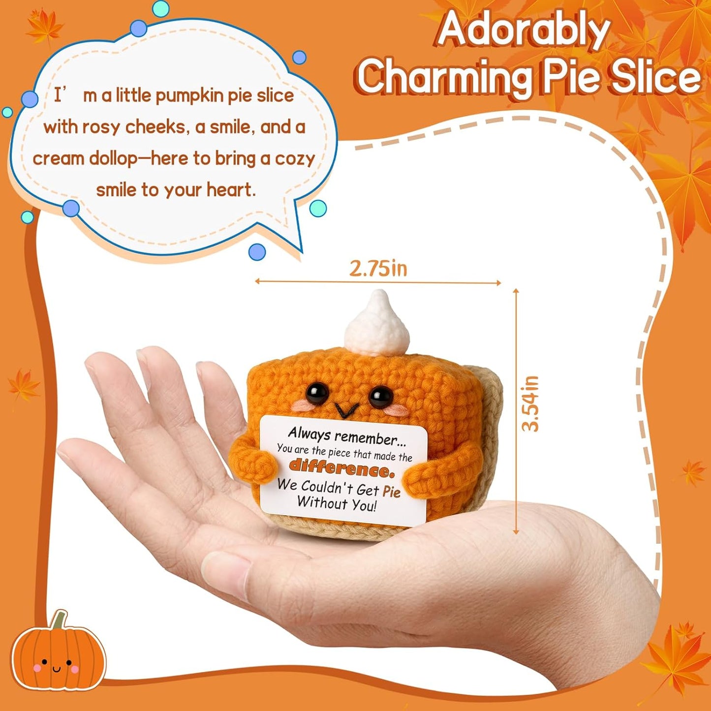 Crochet Appreciation Pumpkin Pie - Farewell Gifts for Coworkers, Bosses, Employees, Volunteers, Teachers, Mini Fall Office Decor for Leaving, Going Away, New Beginning, Retirement, Thank You