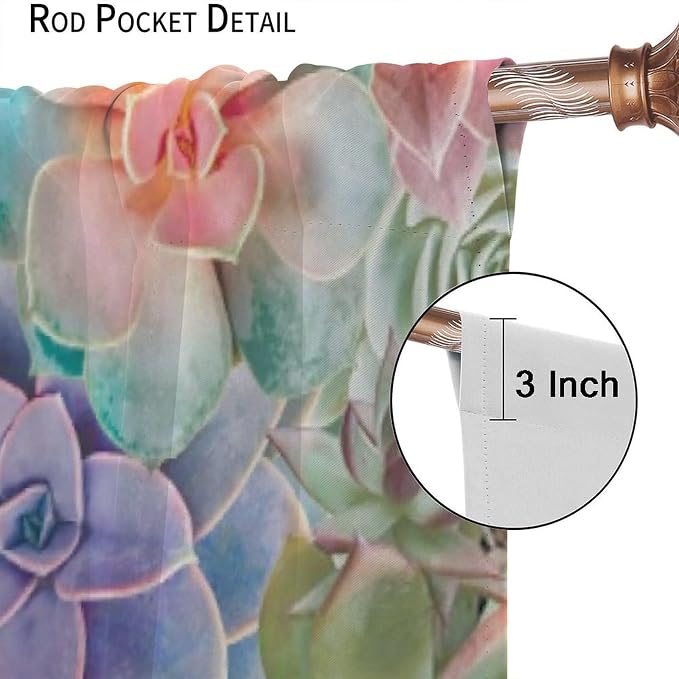 Boho Cactus Floral Curtain Tropical Colorful Succulent Plants Beautiful Flower Retro for Home Kitchen Livingroom Coffee Room Curtains Drapes 2 Panels 55x63in