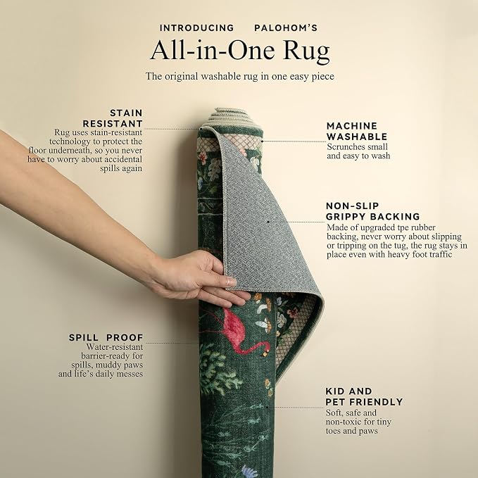 Machine Washable Rug for Living Room: 9x12 Area Rugs for Bedroom Stain Resistant Non Slip Low Pile Soft Lightweight Carpet Rug for Kitchen Dining Room Farmhouse Nursery Kids Room Playroom Indoor