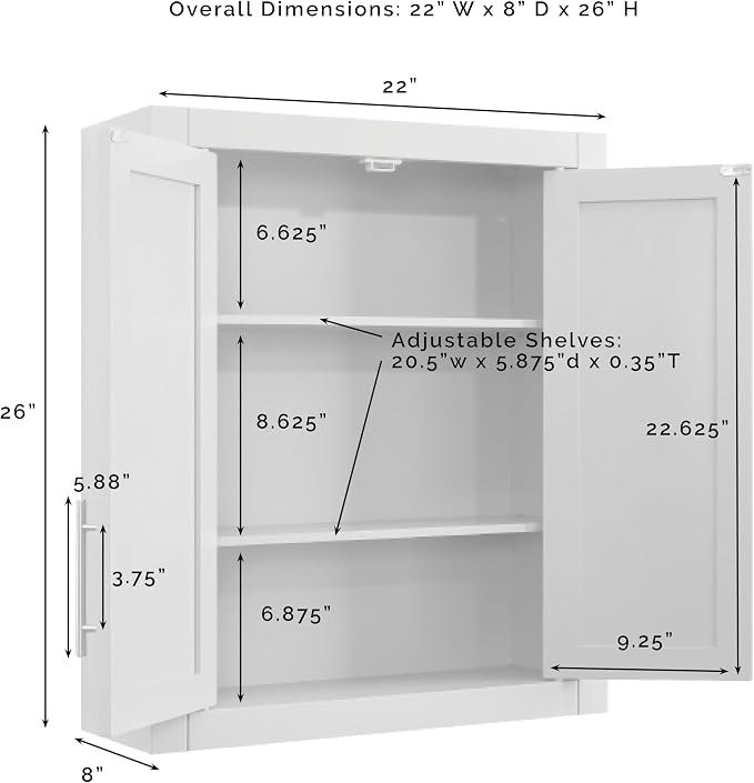 Crosley Furniture Savannah 3-Piece Wall Kitchen Storage Cabinet, Cabinets for Laundry, Bathroom, White
