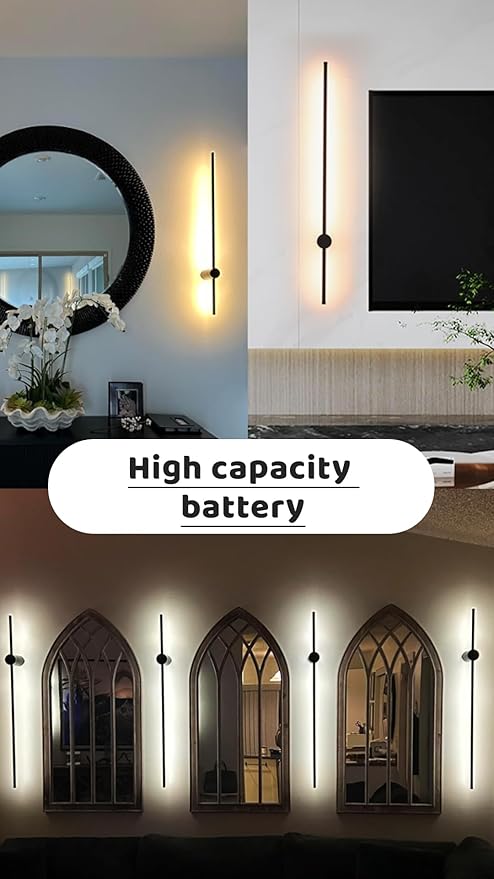 BLUEYE 39-Inch Battery Operated Wall Sconce Set of Two,Remote Control,3CCT,Aluminum,60W Equivalent Rechargeable Picture Light,Aesthetic Decor,For Living room,Hallway,Bedroom,Non-Hardwired/Power outage