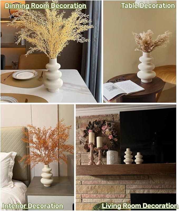 Steviieden Ceramic Modern Dried Flower Vase, Off White Round Pampas Vase, Boho Home Decor for Centerpiece Wedding Dinner Table Party Living Room Office Bedroom, Housewarming Gift