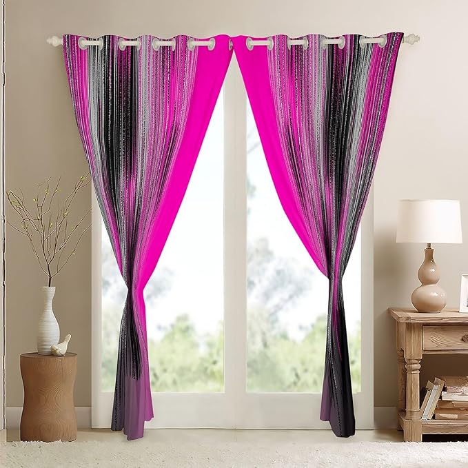 jejeloiu Rose Red Curtains for Bedroom Living Room (2 Panels, 52 x 90 Inch) Modern Art Darkening Drapes Decor Vintage Messy Rust Blackout Curtains Gradient Stryle Window Treatments