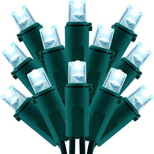 200 Count Cool White Wide Angle LED Christmas Lights, 66 ft Green Wire UL Certified Commercial Grade 5mm Holiday String Light Set (Cool White)