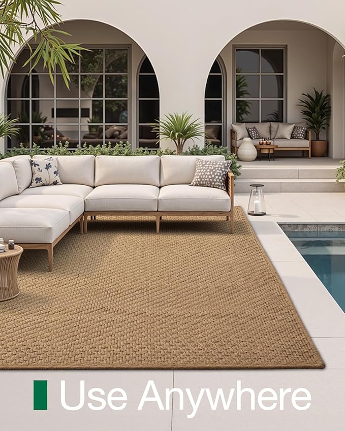 LUMI 6x9 Jute Area Rug for Living Room, Natural Handwoven Rugs Non Slip, Farmhouse Braided Carpets No Shedding for High Traffic, Dining Room, Indoor, Outdoor, Patio