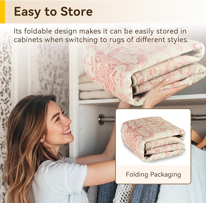 RELEANY Area Rugs Runner 2'x10' Washable Non-Slip, Floral Vintage Distress Medallion Carpet for Kitchen Hallway Bedroom Beside Laundry Room Bathroom, Pink Light Vintage Pink