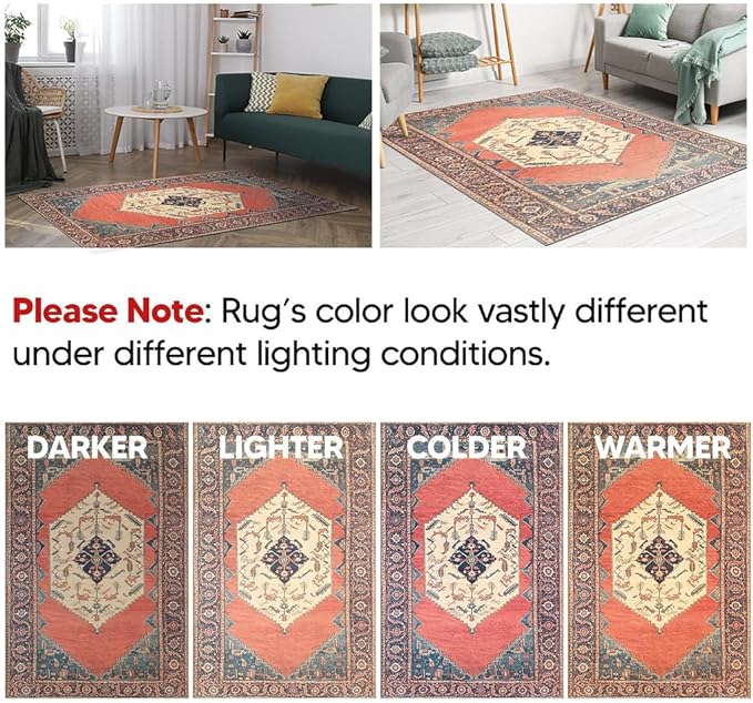 Keen Home Design 2x3 Rug - Machine Washable Entry Rug with Non-Slip Backing, Ideal for Enteryway, Kitchen, Bathroom, Laundry Room - Vintage, Easy Clean, Durable, Low Pile Rug - (2' x 3')