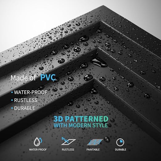 Art3d 12-Pack 2424 Inch PVC Waterproof Drop Ceiling Tiles for Home Décor - 2x2 ft 3D Modern Ceiling Panel for Suspended Grid, Black