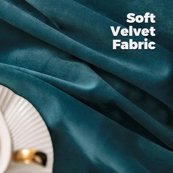 BGment Teal Velvet Blackout Curtains for Living Room, Thick Luxury Thermal Insulated Curtains 84 inches Long Noise Reduce Back Tab and Rod Pocket Super Soft Drapes for Bedroom, 2 Panels, 42 x 84 Inch