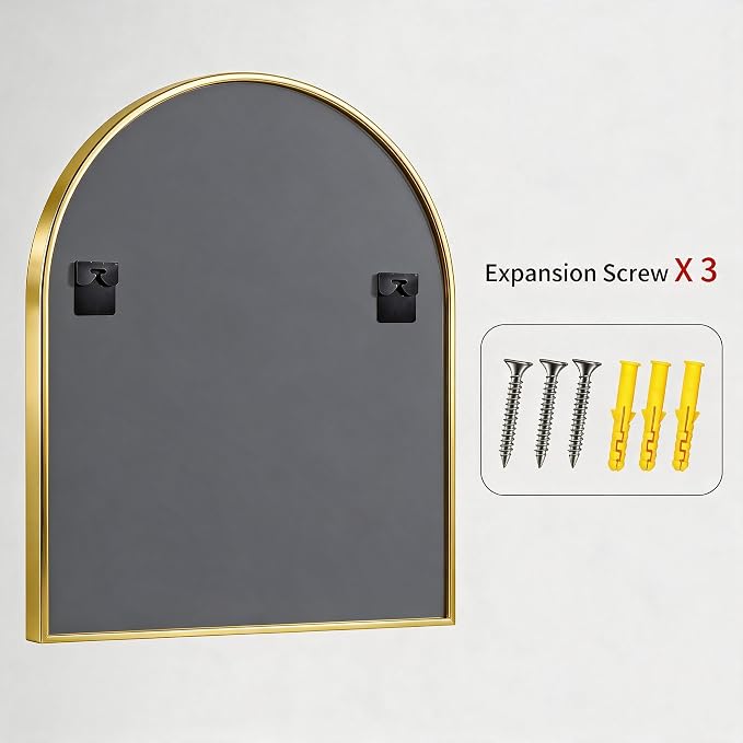 CIRCUMI Arched Wall Mirror, 40"x48" Gold Arched Mirror with Tempered Glass, Metal Frame, Large Size for Entryway Table, Mantel,Living Room,Over Sink,Arch Mirror for Decor,Shatterproof&Crystal-Clear