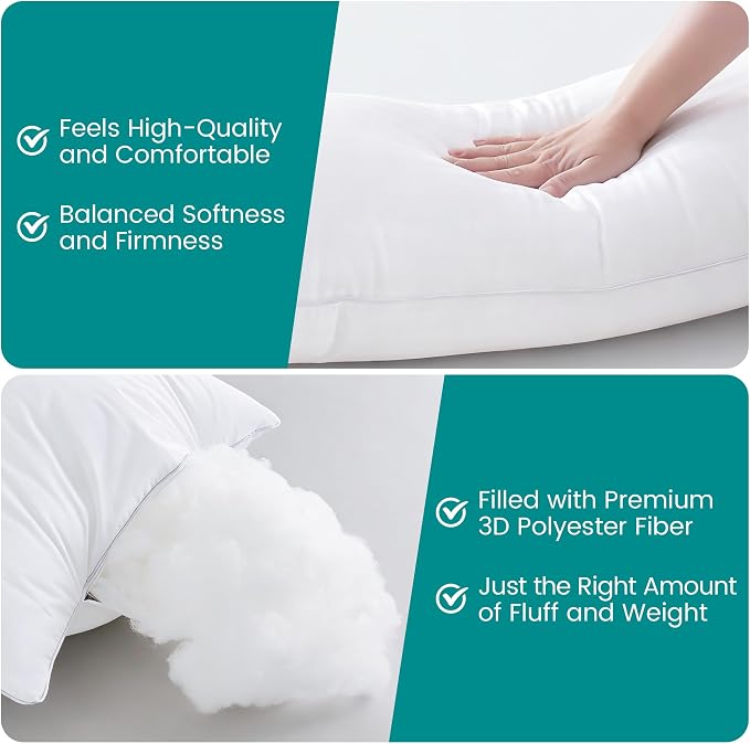 Oubonun 12"x24" Throw Pillow Insert – Plush and Supportive Decorative Cushion with 100% Cotton Cover, for Couch, Sofa, Bed, Chair – Pack of 1