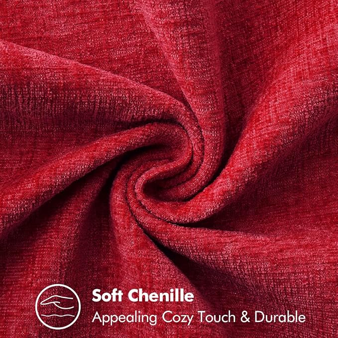 MIULEE Pack of 2 Pillow Covers 20x20 Inch Red Farmhouse Decorative Throw Pillow Covers with Stitched Edge Soft Chenille Solid Dyed Couch Pillow Covers for Sofa Bed Living Room