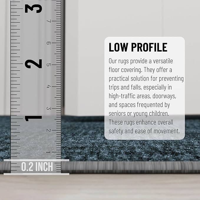 Ottomanson Runner Rug 2'7" x 6' – Soft Non-Slip Rug, Quick Dry Low Pile Carpet for Entryway, Kitchen, Hallway & Narrow Indoor Spaces, Solid Charcoal Navy