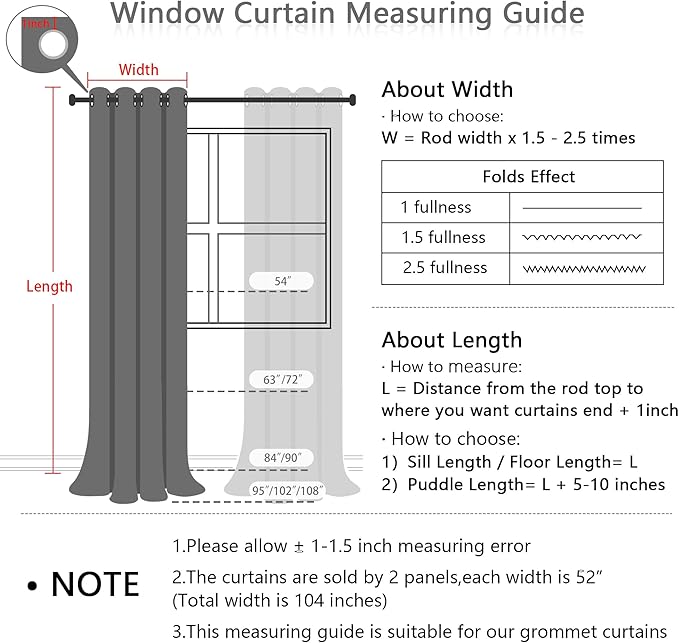 MEETSKY 100% Blackout Curtains for Sliding Glass Door 95 Inch Length Total Light Blocking Curtains for Living Room,Grommet Room Darkening Window Drapes with Yellow Pom Pom Sheer 52W x 95L, 2 Piece
