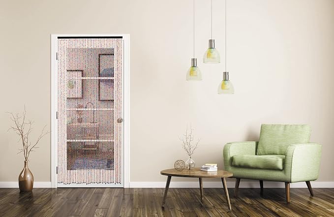Rainbow Wooden Bead Curtain 36” x 79” – 41 Strands Colorful Boho Doorway Curtain, Bamboo Style Room Divider, Easy Install Hanging Beads for Door, Window & Home Decor(Rainbow)