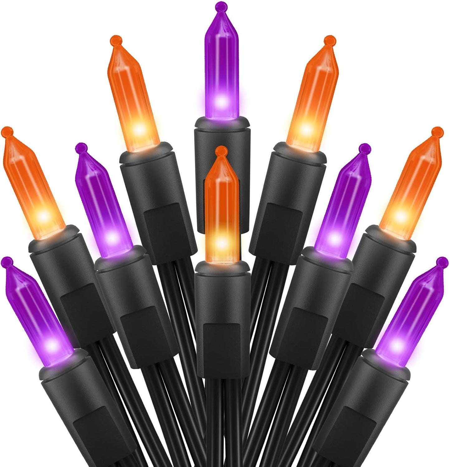 Halloween Mini Lights, 50 Count 13 Feet Incandescent Bulb Mini String Lights, Connectable Halloween Lights for Haunted House Ghost Party Holiday Window Indoor Outdoor Decoration, Orange & Purple