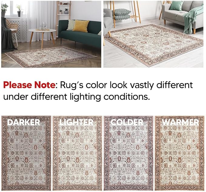 Keen Home Design 36"x60" Rug - Machine Washable Entry Rug with Non-Slip Backing, Ideal for Enteryway, Kitchen, Bathroom, Laundry Room - Vintage, Easy Clean, Durable, Low Pile - (3' x 5')