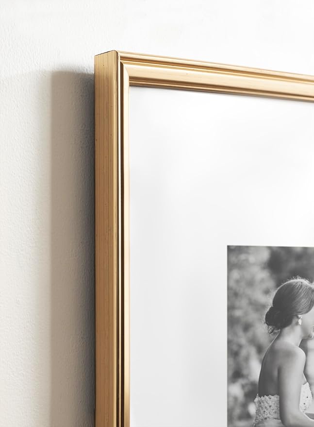 Kate and Laurel Adlynn Square Picture Frame Set of 3; 16 x 16 matted to 8 x 8; Gold; Modern Three-Piece Frame Set for Gallery Wall Frame Set in Living Room Wall Decor
