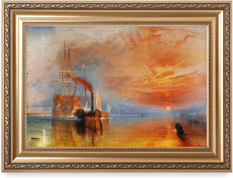 DECORARTS - The Fighting Temeraire by William Turner. Oil Painting Reproduction, Giclee Print on Canvas. Ready to Hang Framed Wall Art for Home and Office Decor. Total Size w/Frame: 30x22
