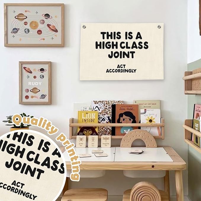 RTXLEZM Funny This Is a High Class Joint Canvas Banner | Neutral Minimalist Modern Wall Hanging for Home Bedroom Living Room Dorm Apartment Decor, 20x30 Inch