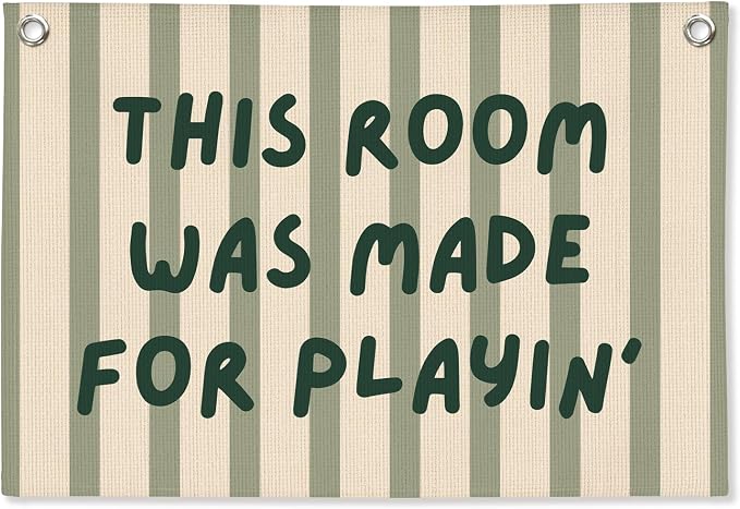 Playroom Wall Decor, This Room Was Made For Playin Linen Canvas Banner, Toddler Playroom Decor Kids Toy Room Nursery Wall Decor for Toddler Boys Bedroom, 30x20 Inch