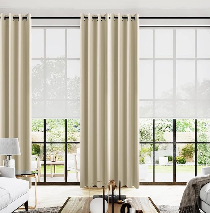 KOUFALL 108 Inch Curtains Long,Blackout Grommet Large Window Tall Curtains for Living Room,2 Panels Set