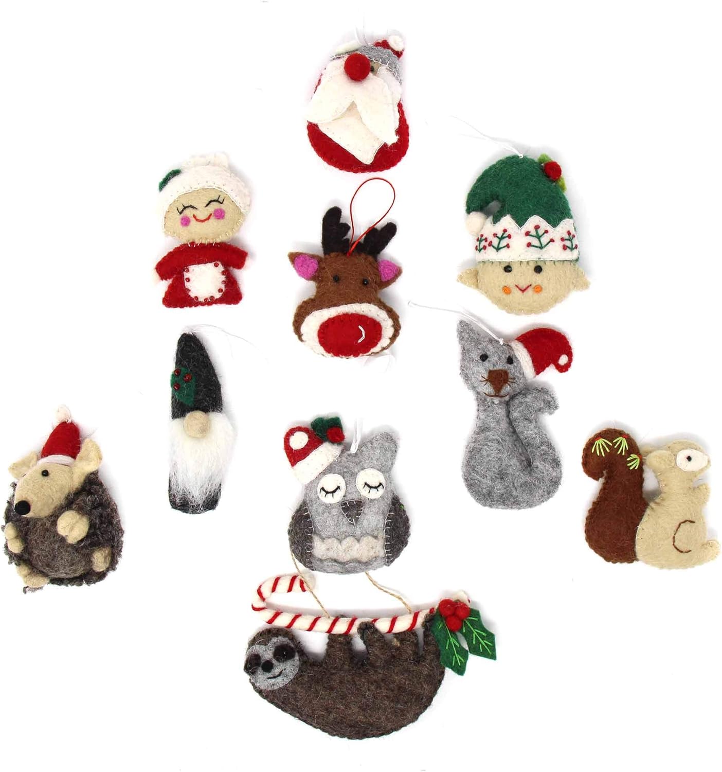 Hand Crafted Wool Felt Christmas or Winter Ornaments from Nepal, Santa (GLG60037-01)