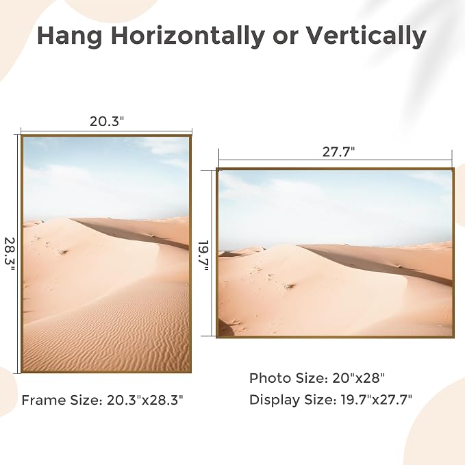20x28 Metal Picture Frame, Aluminum Poster Frame with Real Glass, Bronze | Warm Bronze 28x20 Frame with Tempered Glass for Wall Display, Posters, Art & Photos | Wall Kit Included