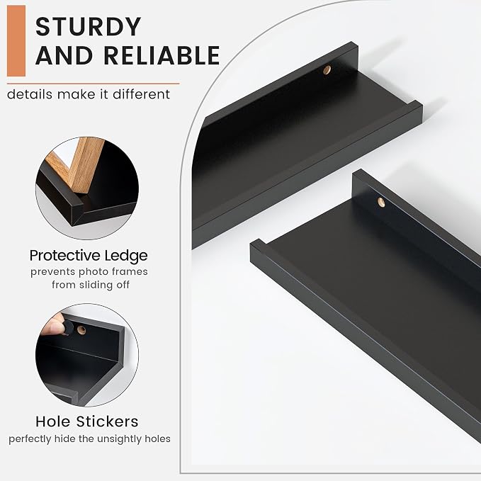 FLYJOE Floating Picture Ledge Shelves for Wall Set of 4, 36 Inch Wall Shelves with Lip Long Large Nursery Book Shelf for Toys Storage Kids Bookshelf Wall Mounted Living Room Bedroom Decor Frames