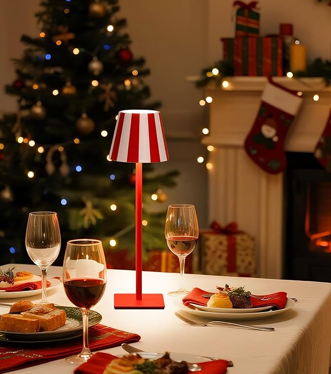 UME 3 Pack Cordless Table Lamp, Battery Operated Lamp - Portable Waterproof Rechargeable Table Lamp w/ 3 Color Temps & Stepless Dimming for Dinner, Desk, Cafe, Outdoor (Red)