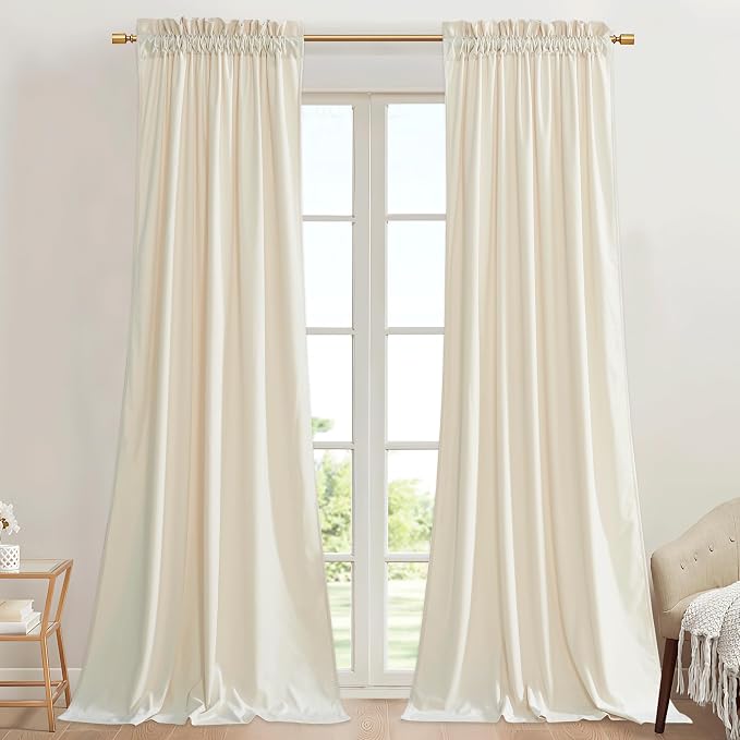 StangH Ivory White Privacy Velvet Curtains, W42xL96 inches, 2 Panels | 300GSM Soft Velvet, Privacy & UV Protection Window Decor, Nursery Kids, Dining Room, Laundry Room, Wedding Party