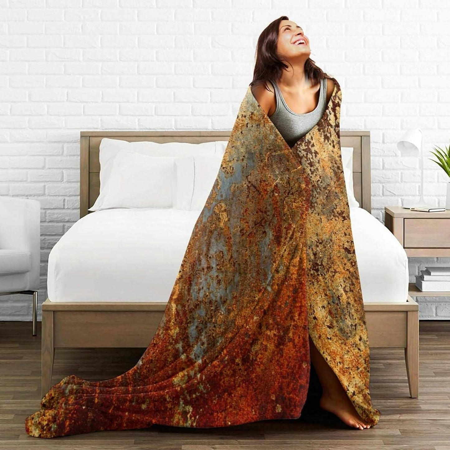 HGOD DESIGNS Brown Rust Colorful Metal Rusty Steel Iron Structure Blanket Throw Blanket Soft Comfortable for Sofa Chair Bed Office 40" x50