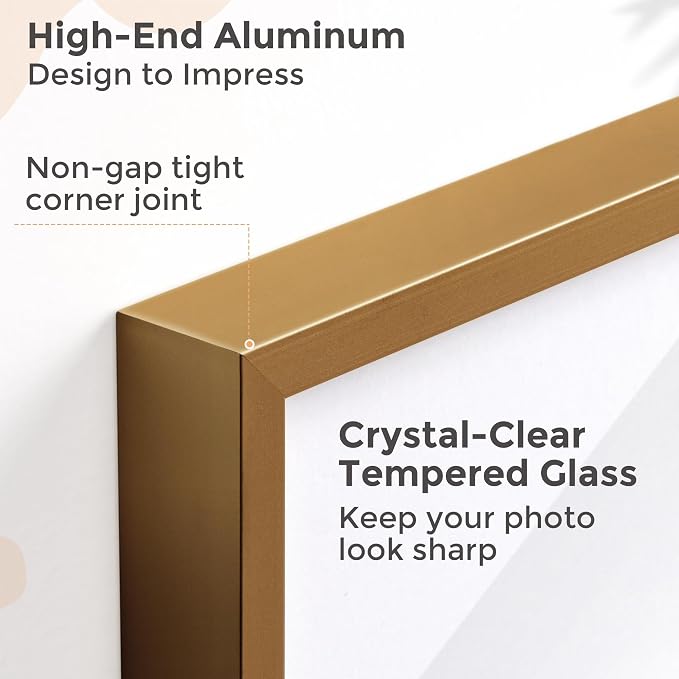 17x23 Metal Picture Frame, Aluminum Poster Frame with Real Glass, Bronze | Warm Bronze 23x17 Frame with Tempered Glass for Wall Display, Certificates, Art & Posters | Wall Kit Included