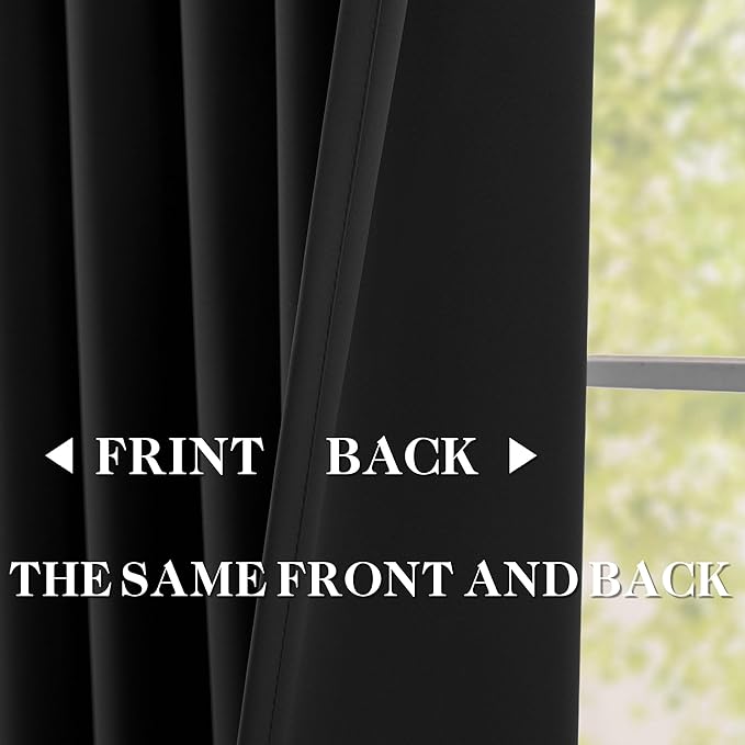 DONREN Black Pinch Pleated Blackout Curtains with Hooks - 132 inches Extra Long Room Darkening Thermal Insulated Window Curtain Panels for High Ceiling Living Room 2 Panel 40" Wx132 L