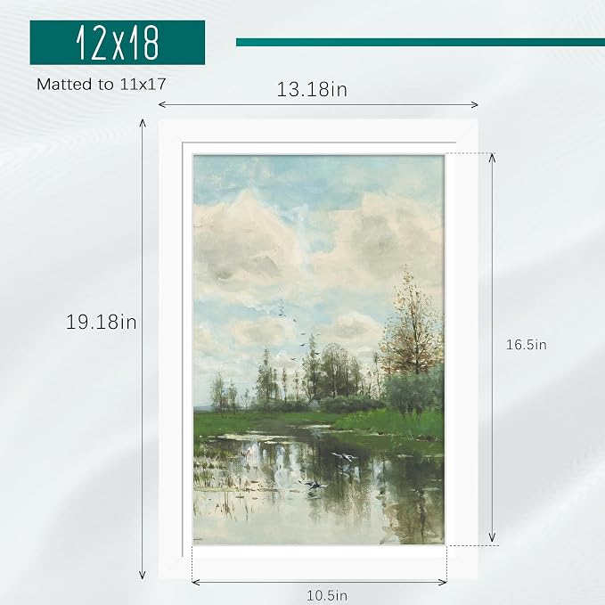 Picrit 12x18 Picture Frame 3 Pack, White Poster Frame, Display Poster 11 x 17 with Mat or 12 x 18 without Mat for Horizontal or Vertical Wall Mounting