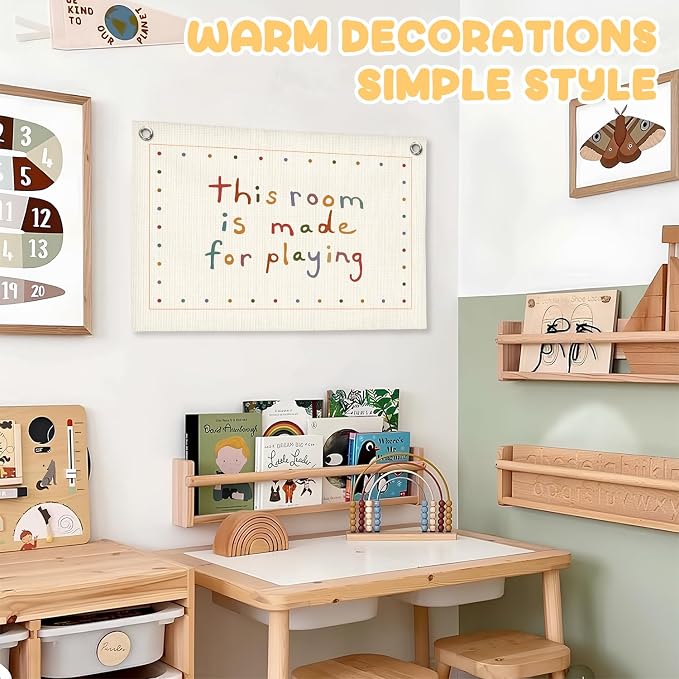 Playroom Decor Canvas Banner "This Room Was Made For Playing Flag Wall Decor, Nursery Canvas Art, Playroom Wall Hanging Flag Decorations for Kids Boy Girl Nursery Toddler Room Bedroom, 30x20 Inch