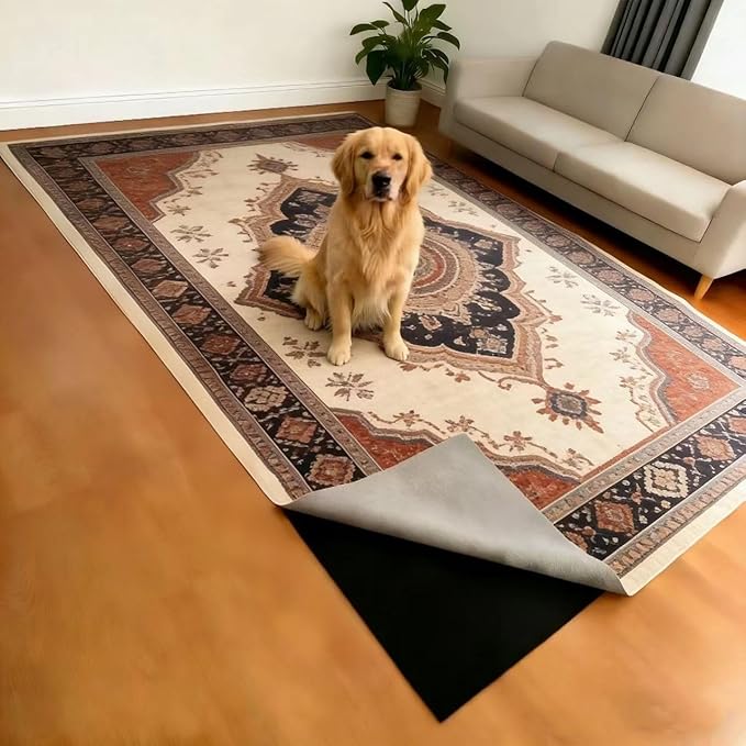 Non-Slip Rug Pad 9x12 ft,1/8" Thick, Non Skid Rug Pads for Hardwood Floors and Carpet, Extra Thick Area Rug Gripper, 100% Waterproof Felt and Rubber Rug Mat