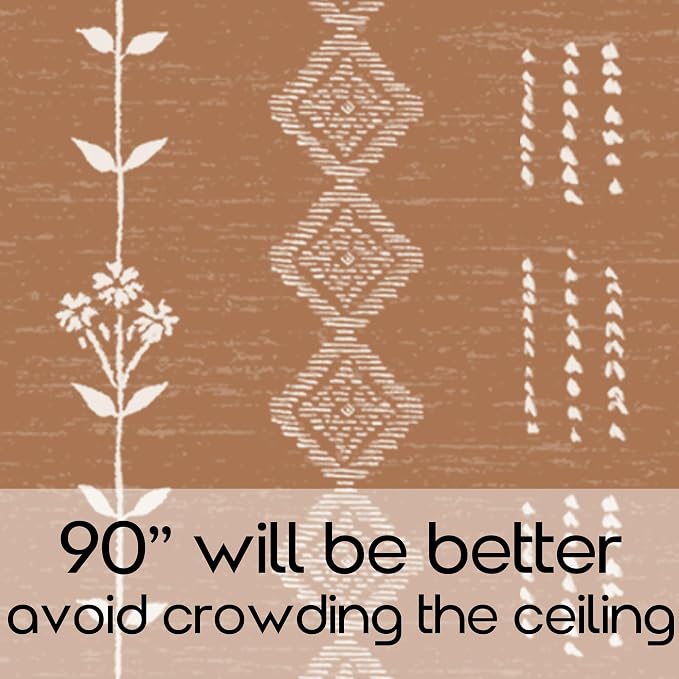 Boho Curtain for Living Room, Back Tab Linen Sheer Curtains for Bedroom,90 Inches Long Terracotta