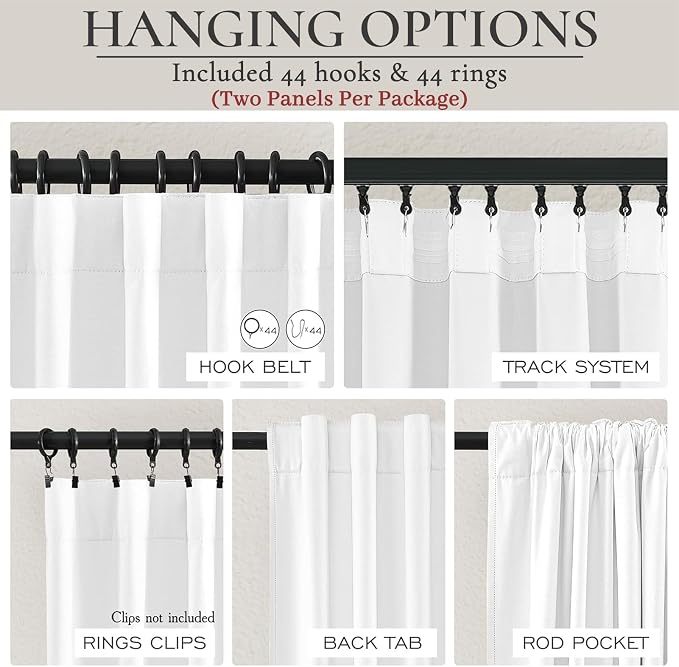 Pure White Blackout Curtains 60 Inches Extra Wide Modern Linen 96 Inch Length for Living Room, Boho Pleated Farmhouse Bedroom Large Window Thermal Heavy Drapes for Winter 60"W x 96"L 2 Panels