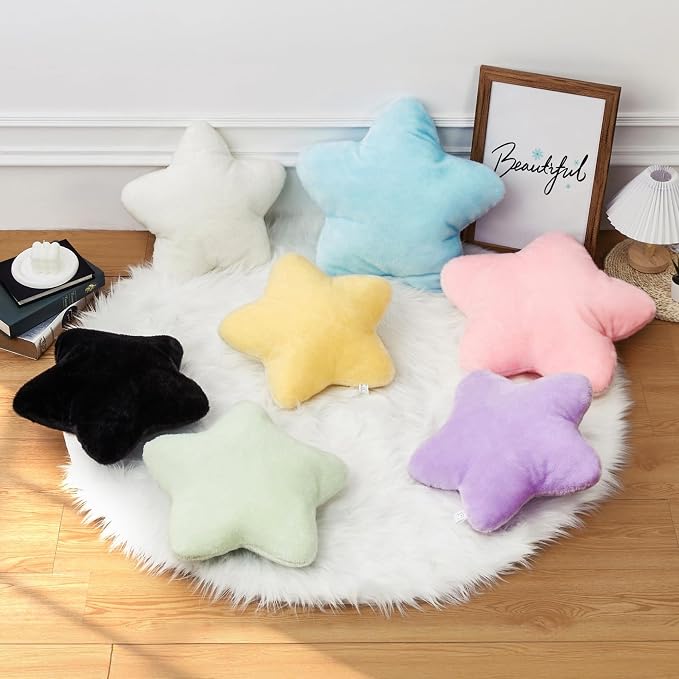 Star Shaped Pillow 15.4" Soft Black Decorative Throw Pillows for Bed Couch | Soft Plush Back Cushions, Cuddling Pillows, Aesthetic Room Decor for Bedroom Living Room, Gift for Kids Boys Girls Teens